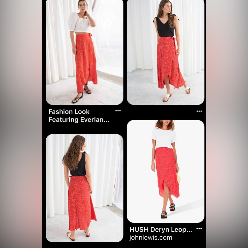 Red wrap- style skirt, in size 10, by Other Stories.